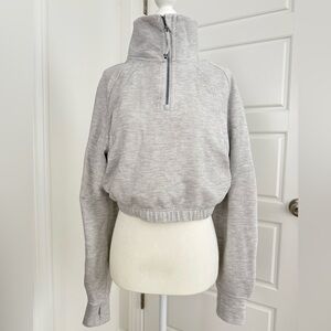 Lululemon Scuba Cropped Funnel- Neck Half Zip Waffle- Heather Gray